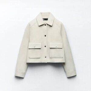 Zara CROPPED SOFT JACKET ECRU